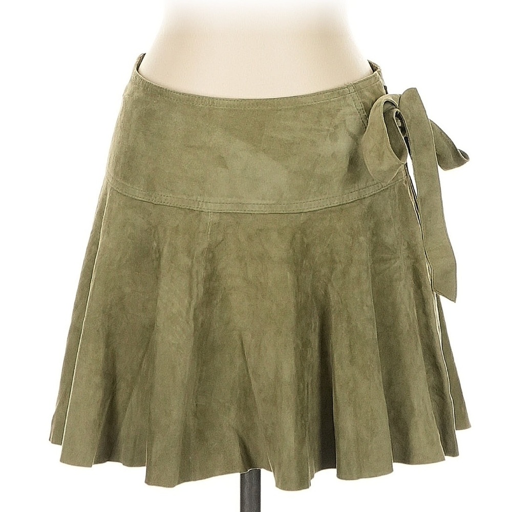 Joie Asymmetrical Khaki Skirt with Tie Detail